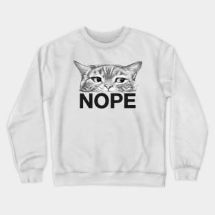 Nope Cat on White Crewneck Sweatshirt